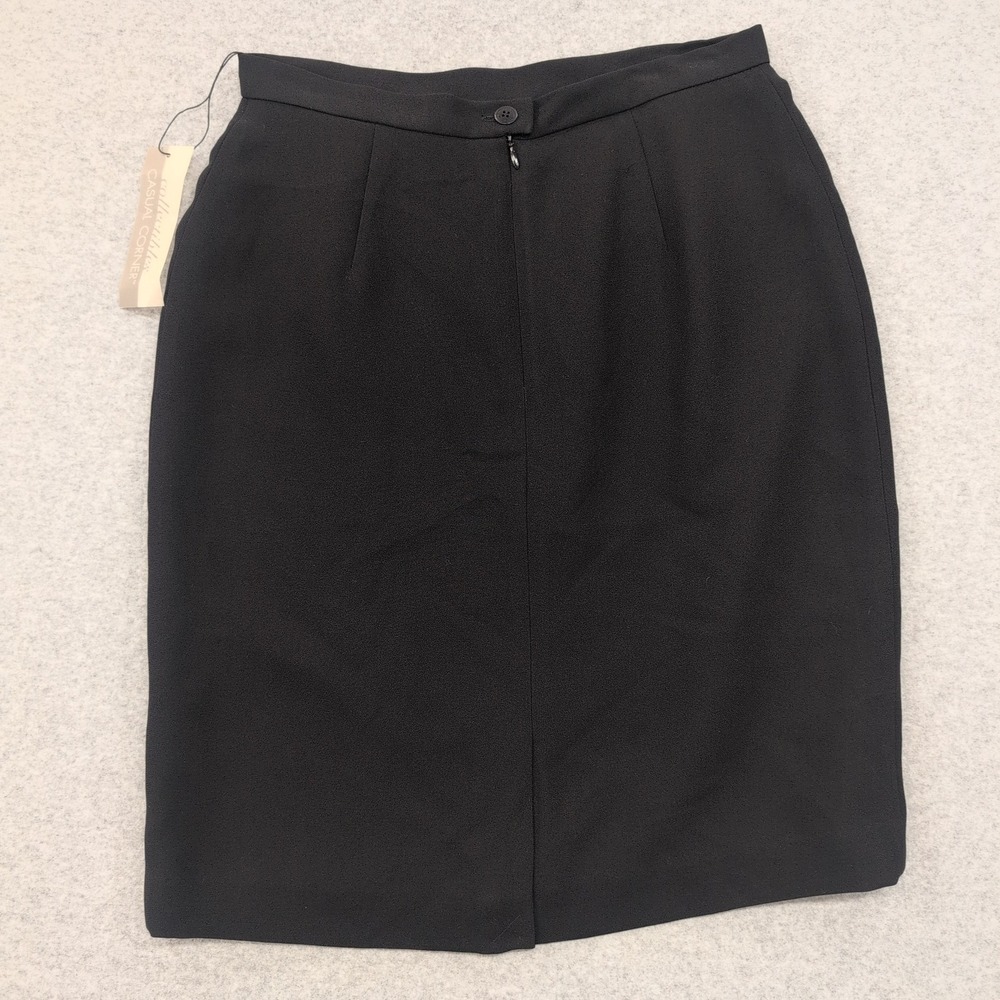Casual Corner Collectibles Black Pencil Skirt Size 6 Button Zip Back NWT - Picture 5 of 5